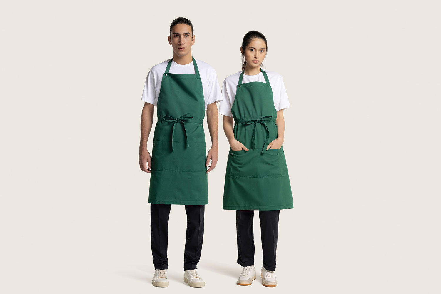 Kochschürze Aus Baumwolle – Grau, Mit Doppeltaschen, Für Männer & Frauen, Länge 93 Cm, Breite 68 Cm