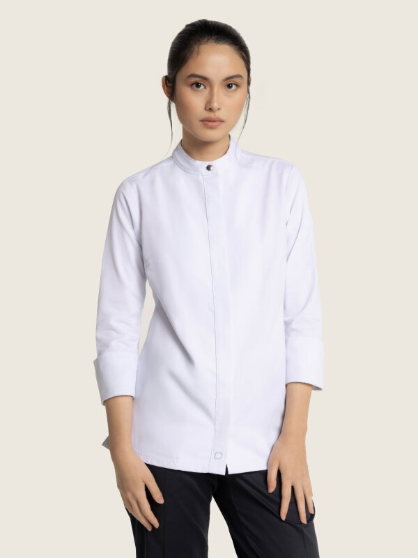 long sleeve chefs jacket women, ROHU M white