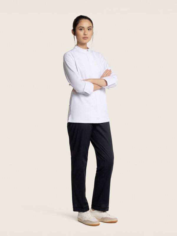 long sleeve chefs jacket women, ROHU M white