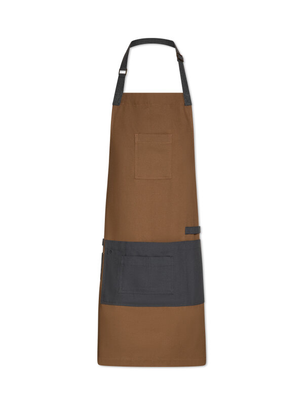 Bib apron long TERRA, brown