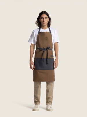 Bib apron long TERRA, brown