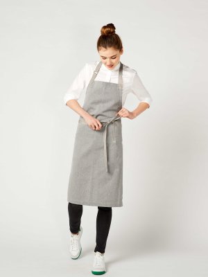 Long bib apron, SALT&PEPPER blank