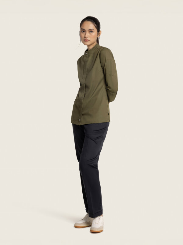 Kochjacke langarm Damen ROHU, olive M