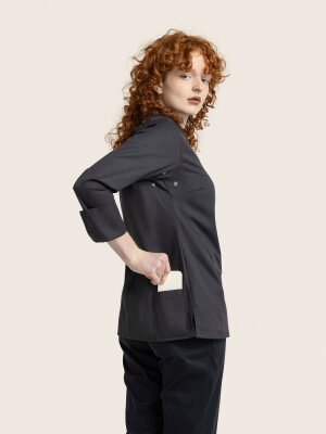 Kochjacke langarm Damen ROHU anthracite M