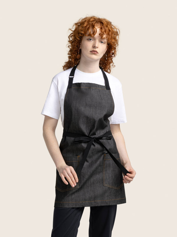 short denim bib apron, BERN