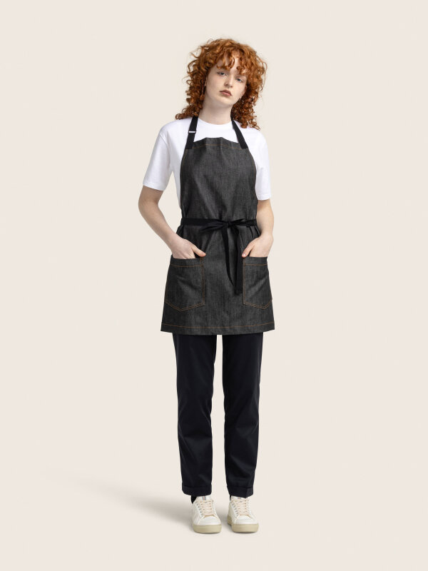 short denim bib apron, BERN