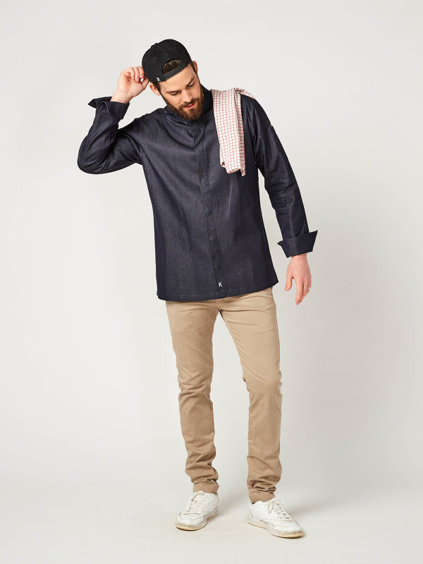 denim long sleeve chefs jacket MILANO