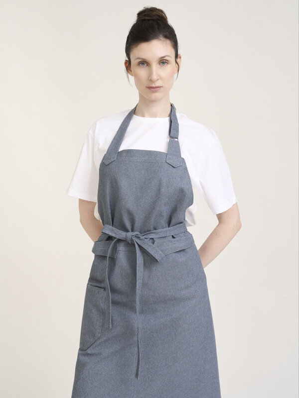 Circular Bib Apron STOCKHOLM, undyed denim