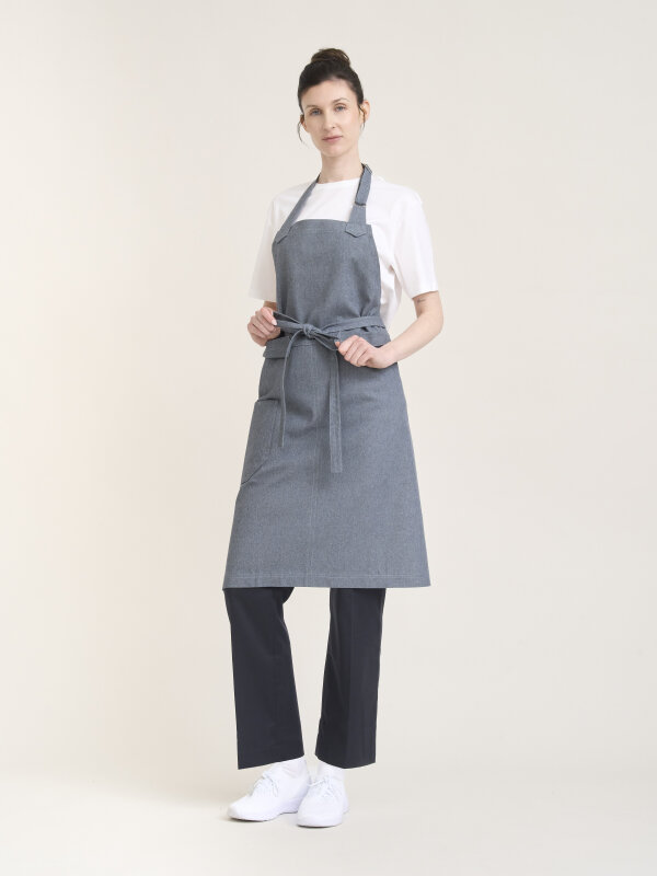 Circular Bib Apron STOCKHOLM, undyed denim