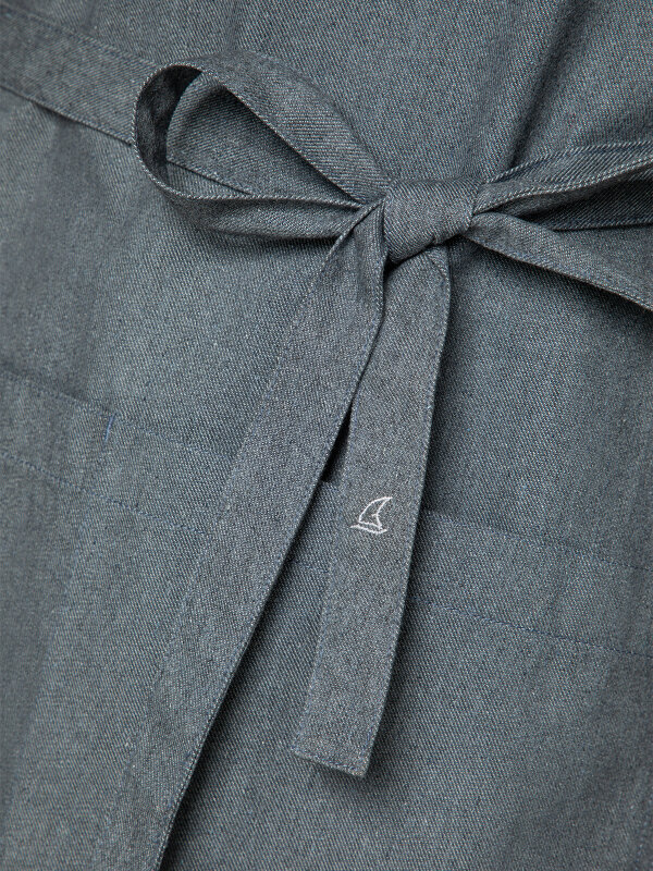 Circular long bib apron PIKE, undyed denim