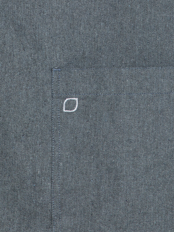 Circular long bib apron PIKE, undyed denim