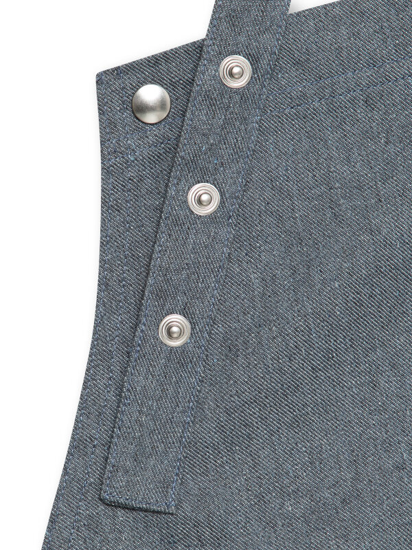 Circular long bib apron PIKE, undyed denim