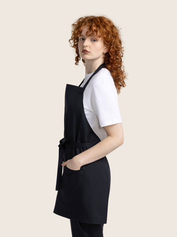 short bib apron, TUNA, black