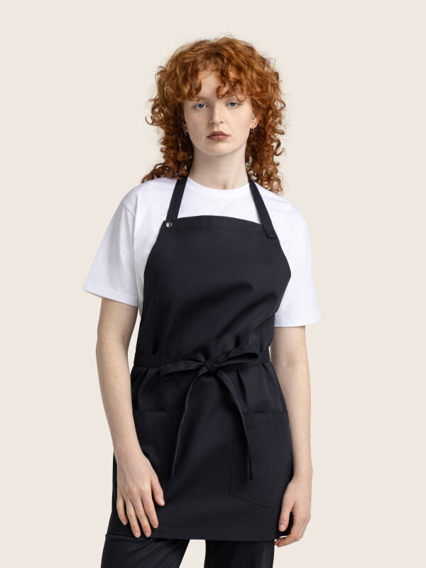 short bib apron, TUNA, black