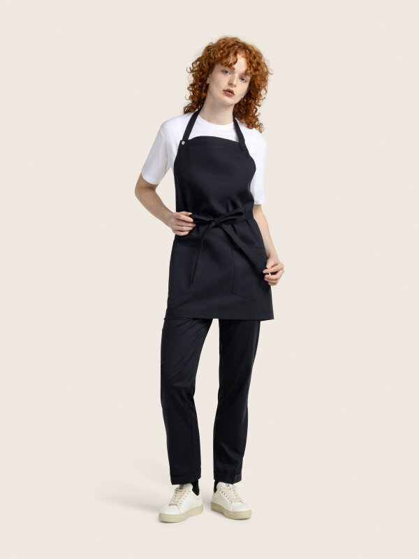 short bib apron, TUNA, black