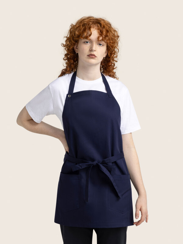 short bib apron, TUNA, navy