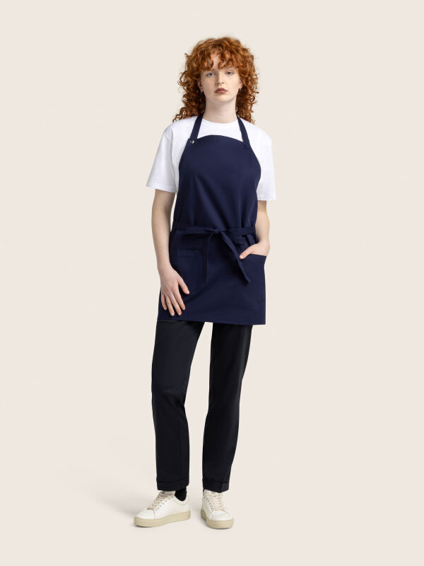 short bib apron, TUNA, navy