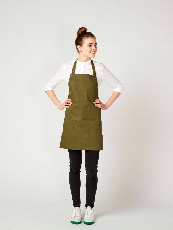 CO short bib apron, TUNA, olive