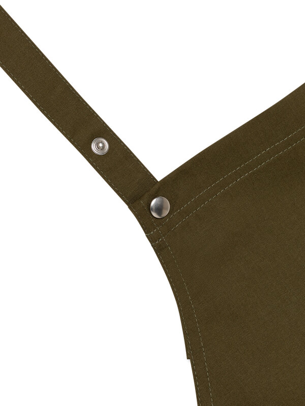 short bib apron, TUNA, olive