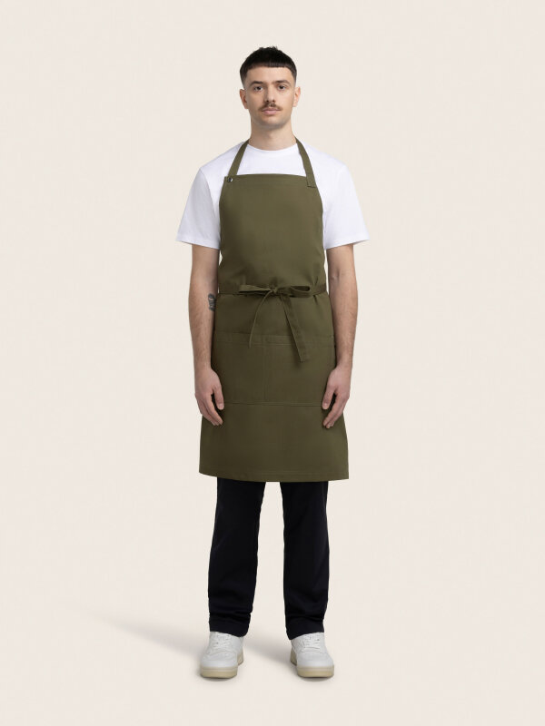 long bib apron, PIKE, olive