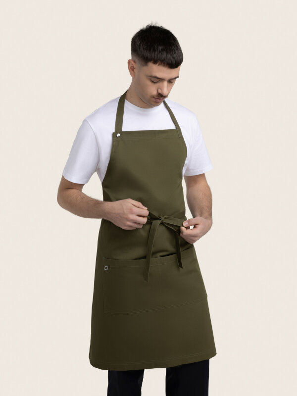 long bib apron, PIKE, olive