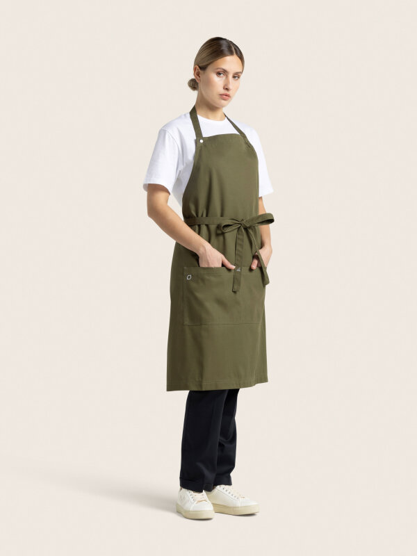 long bib apron, PIKE, olive