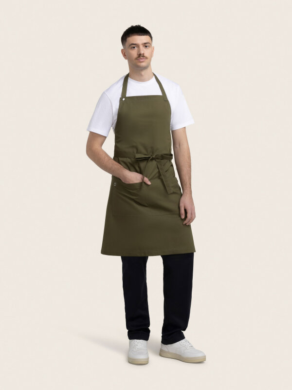 long bib apron, PIKE, olive