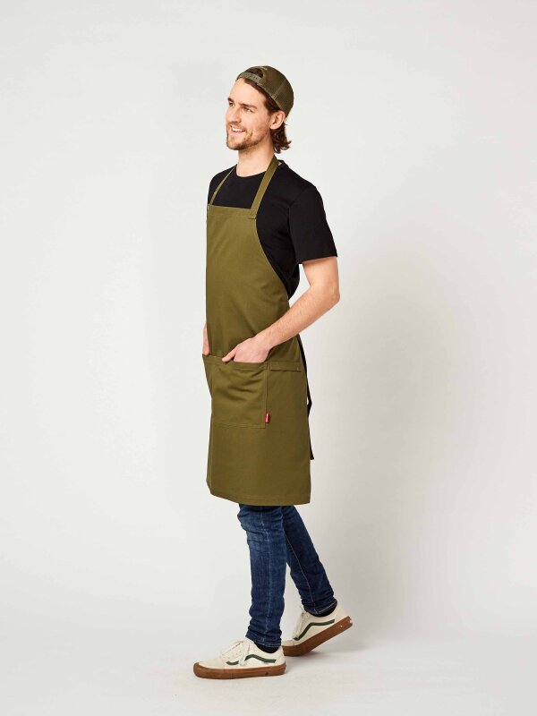CO long bib apron, PIKE, olive