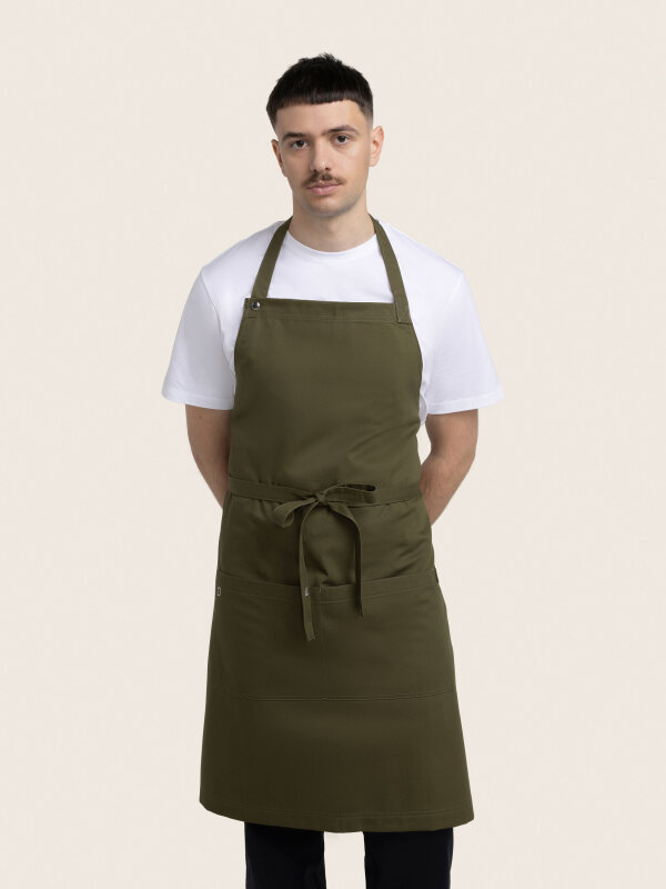 long bib apron, PIKE, olive