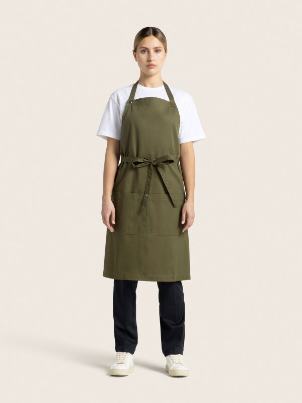 long bib apron, PIKE, olive