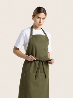 long bib apron, PIKE, olive