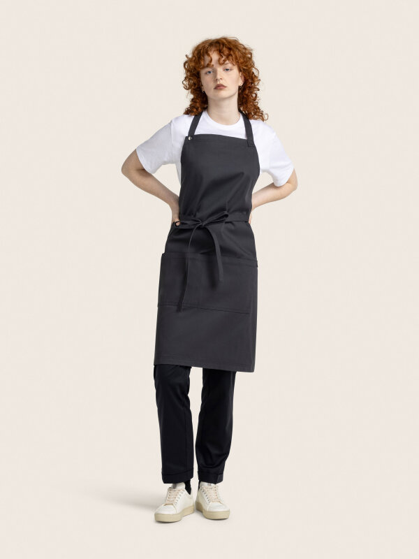 long bib apron, PIKE, anthracite