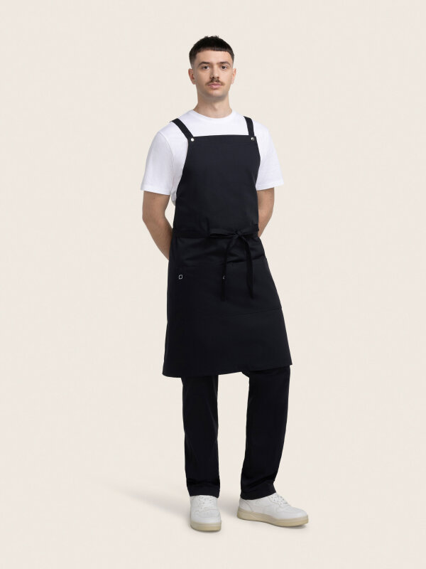 back binding bib apron, WALU, black