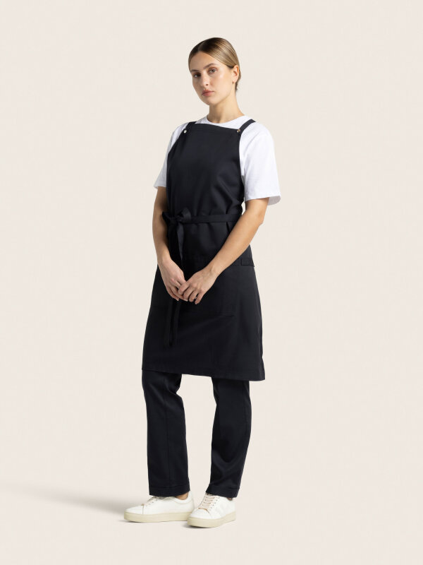 back binding bib apron, WALU, black