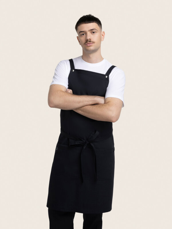 back binding bib apron, WALU, black