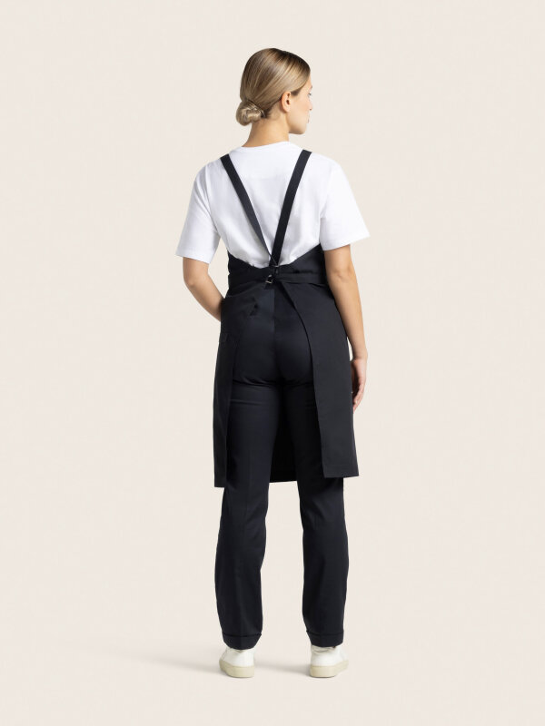 back binding bib apron, WALU, black