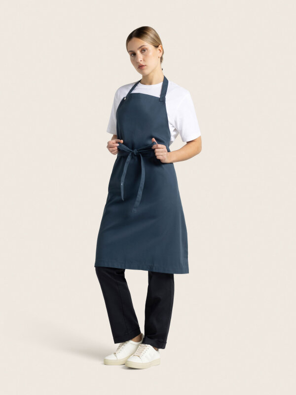 long bib apron, OSCAR, poppy