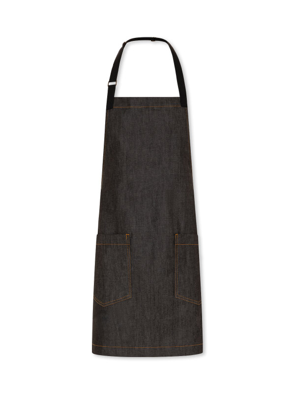 short denim bib apron, BERN, black