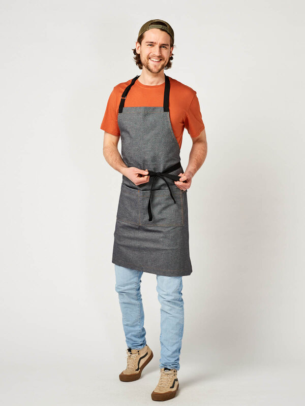 long denim bib apron, KOPENHAGEN grey