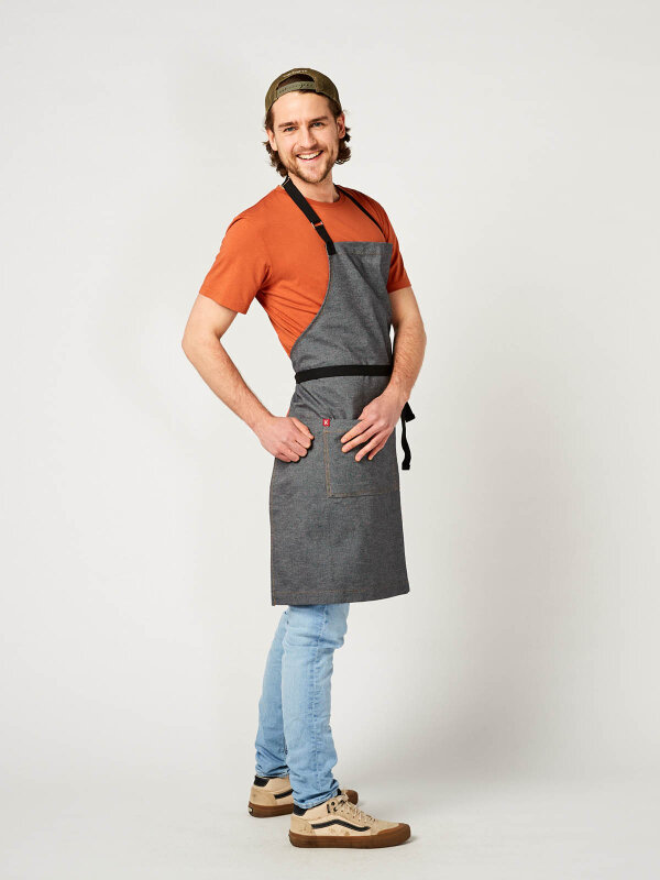 long denim bib apron, KOPENHAGEN grey