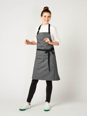 long denim bib apron, KOPENHAGEN grey