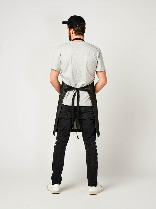 long denim bib apron, KOPENHAGEN black