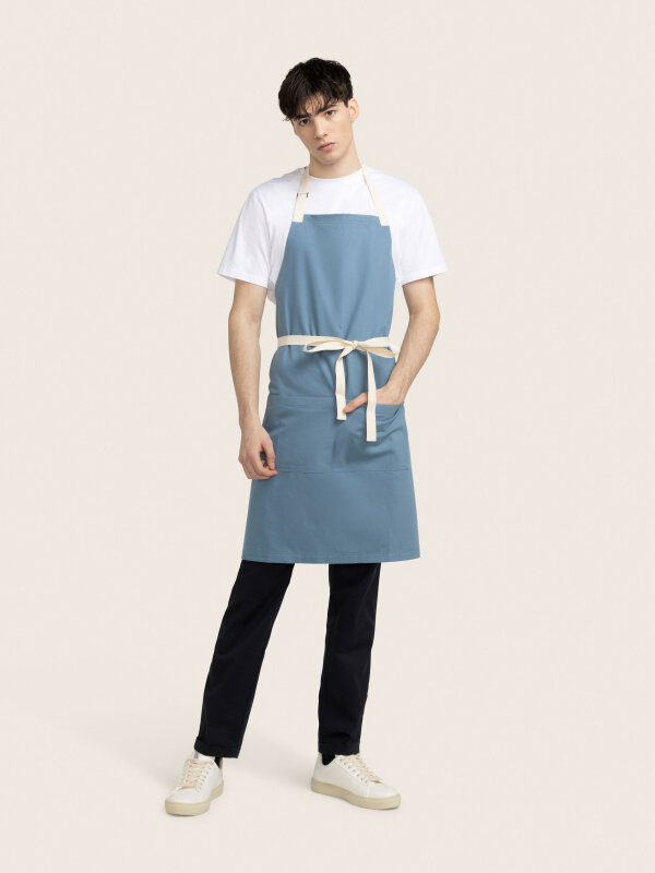 long bib, OVEN, pigeon blue