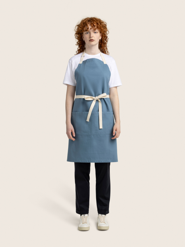 long bib, OVEN, pigeon blue