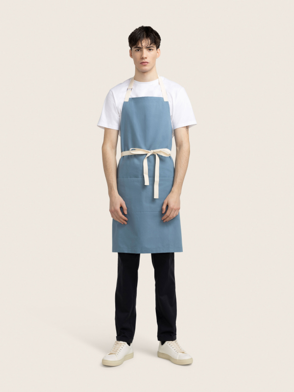 long bib, OVEN, pigeon blue