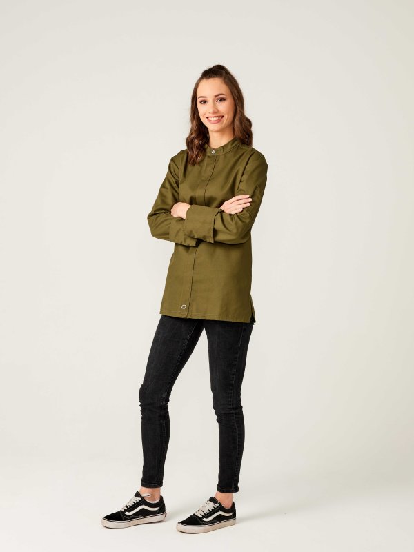 Chefs jacket long sleeve RAY, olive 3XL