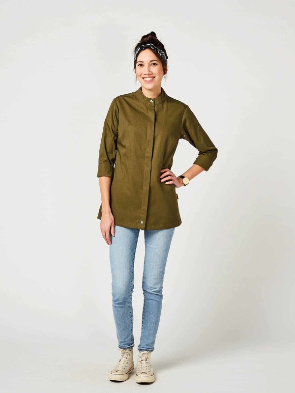 long sleeve chefs jacket women, ROHU, olive M
