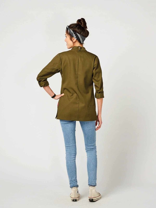 Kochjacke langarm Damen, ROHU Lyocell, olive M