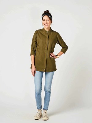 long sleeve chefs jacket women, ROHU, olive M