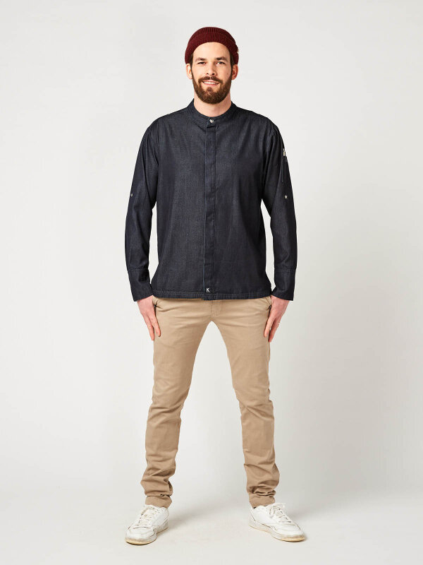 denim long sleeve chefs jacket MILANO, denim blue M